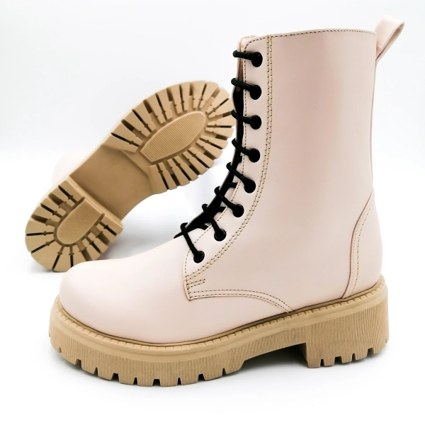 Bottines Style britannique en cuir véritable pour femme, chaussures à lacets avec semelle épaisse et fourrure, nouvelle collection