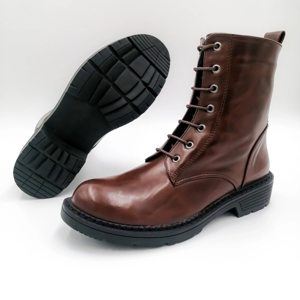 Bottines en cuir naturel délavé pour femme, bottines modernes à bout rond, légères et luxueuses