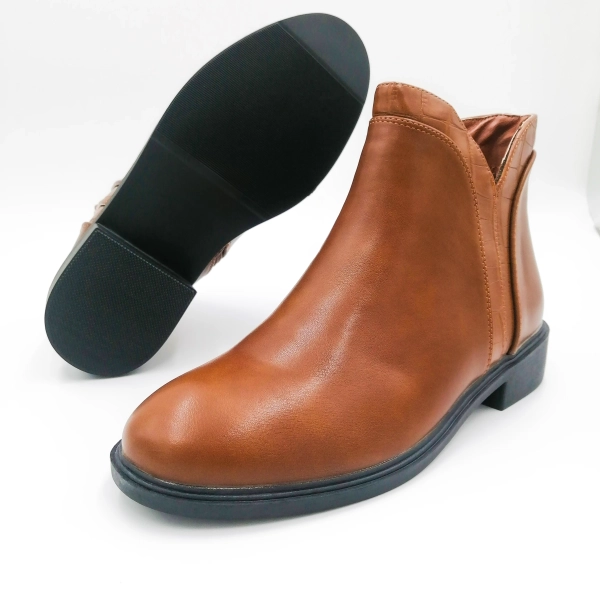 Bottines plates Klondike marron à bout arrondi