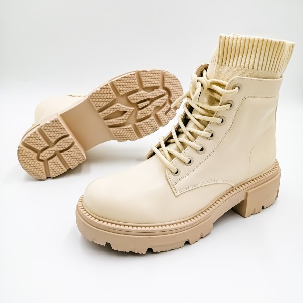 Bottes de combat à plateforme tendance pour femmes, chaussures d'extérieur polyvalentes